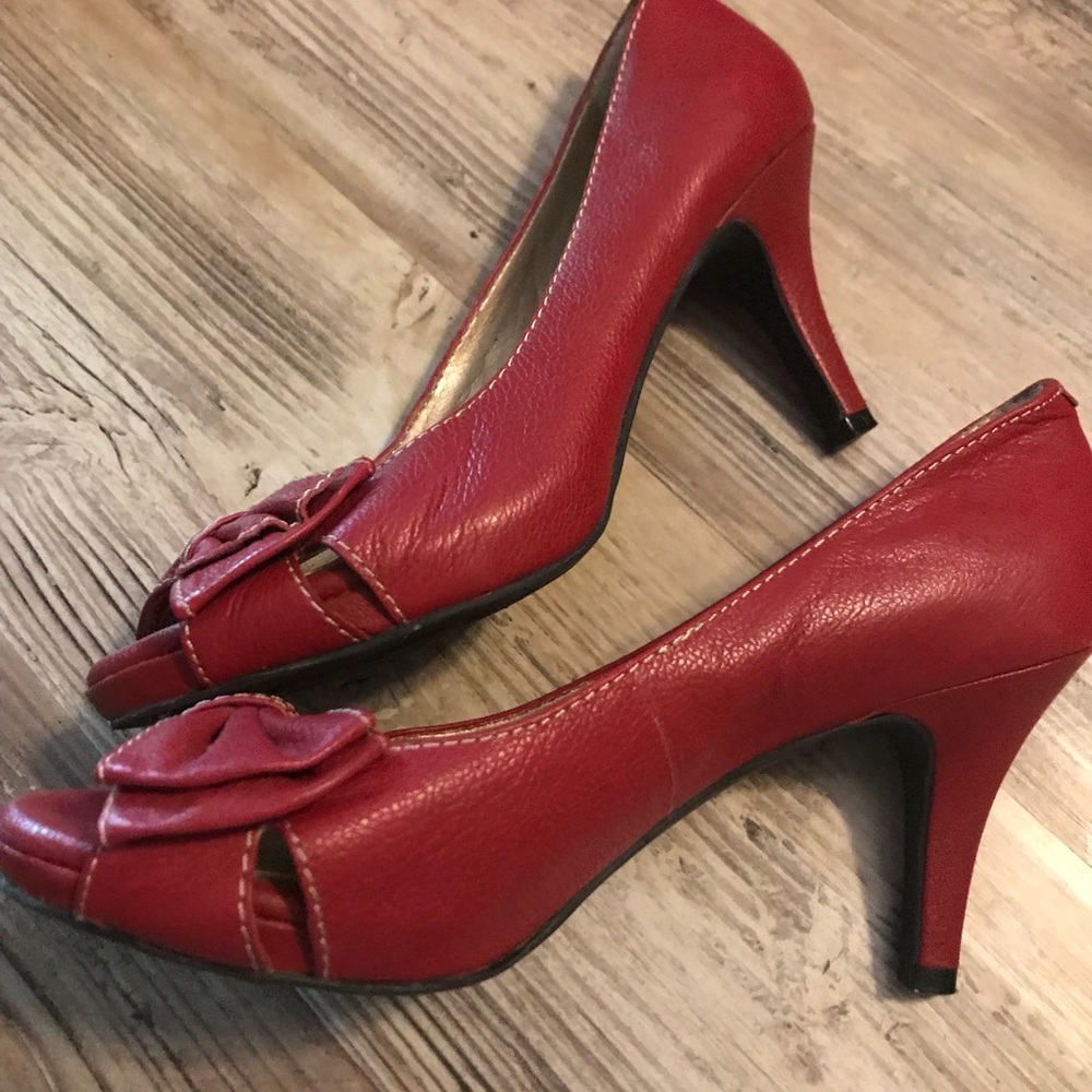 Shoes red leather
